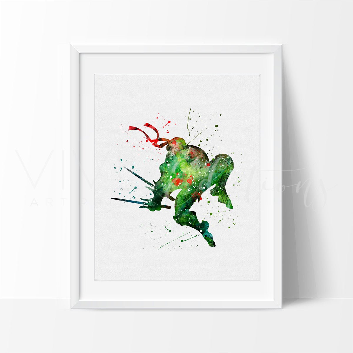 Teenage Mutant Ninja Turtles - Raphael Watercolor Art Print Print - VividEditions