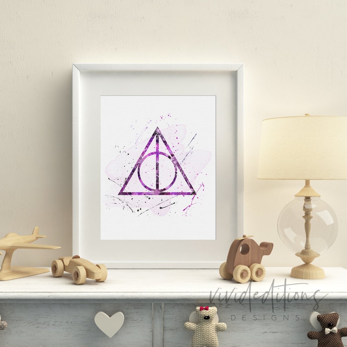 The Deathly Hallows 2, Harry Potter Watercolor Art Print Print - VividEditions