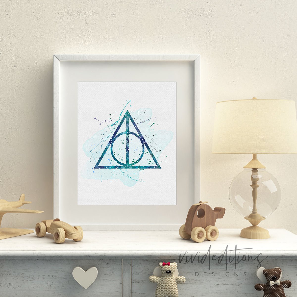 The Deathly Hallows, Harry Potter Watercolor Art Print Print - VividEditions