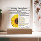 To My Daughter | Acrylic Sunflower LED Night Light Plaque Decor - VividEditions