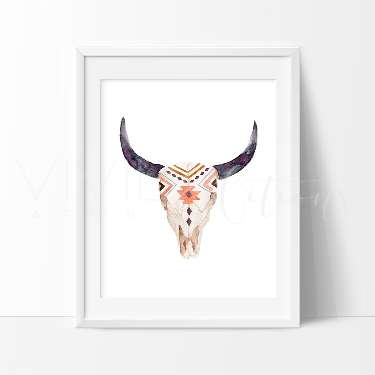Tribal Cow Skull 2 Print - VividEditions