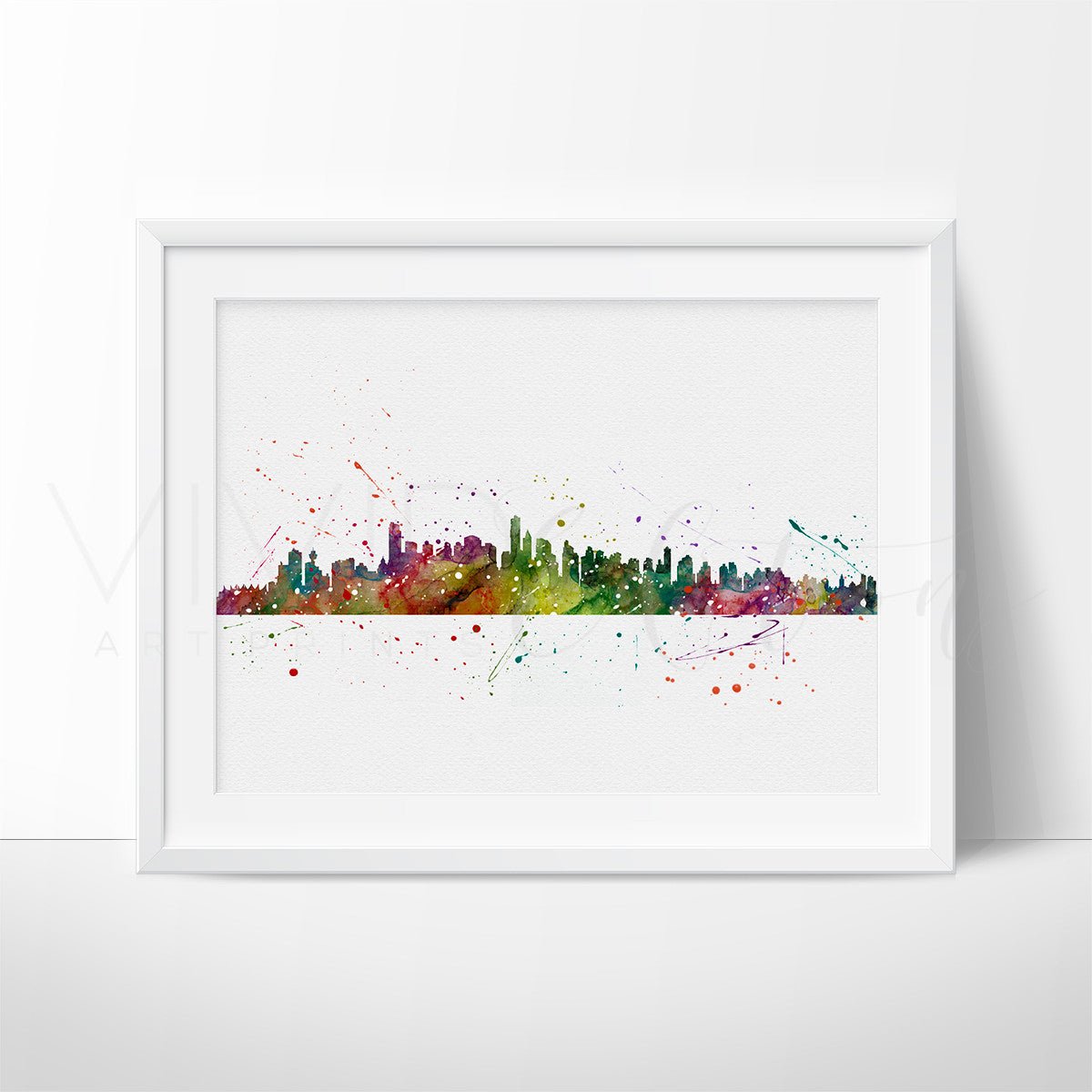 Vancouver, Canada Skyline Watercolor Art Print Print - VividEditions