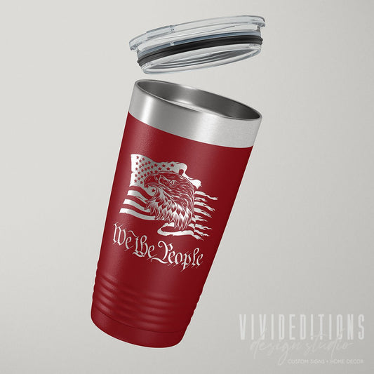 "We The People" Eagle Flag Patriotic Tumbler - 20oz or 30oz (16 color options) Tumblers - VividEditions