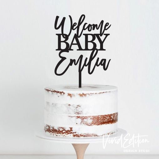 Welcome Baby Name Cake Topper - VividEditions