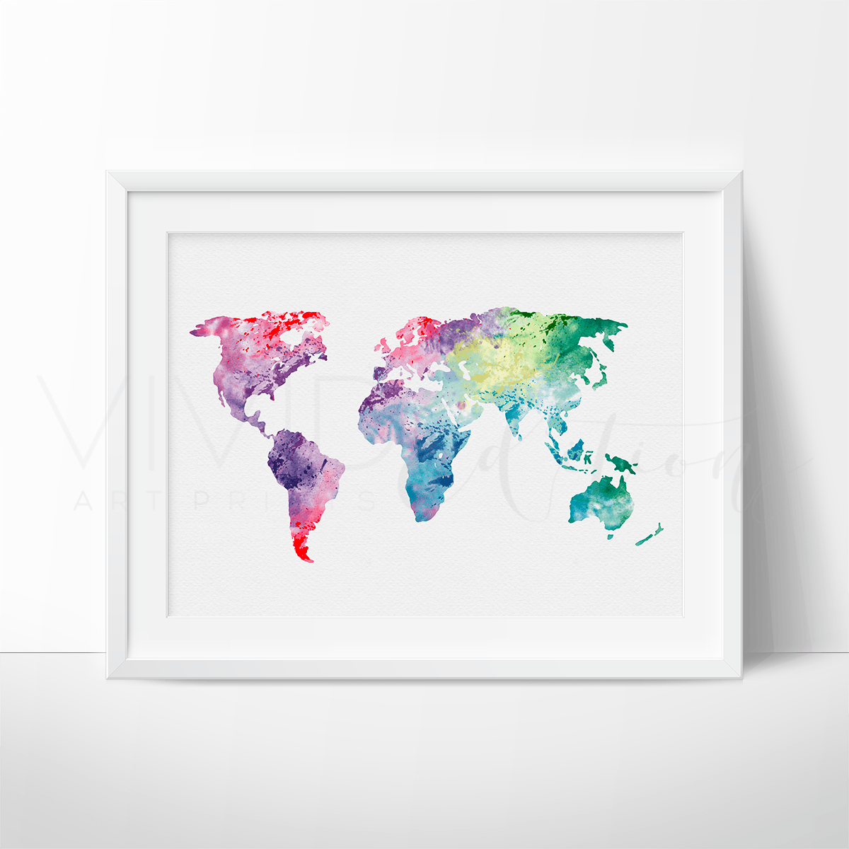 World Map 1 Watercolor Art Print Print - VividEditions