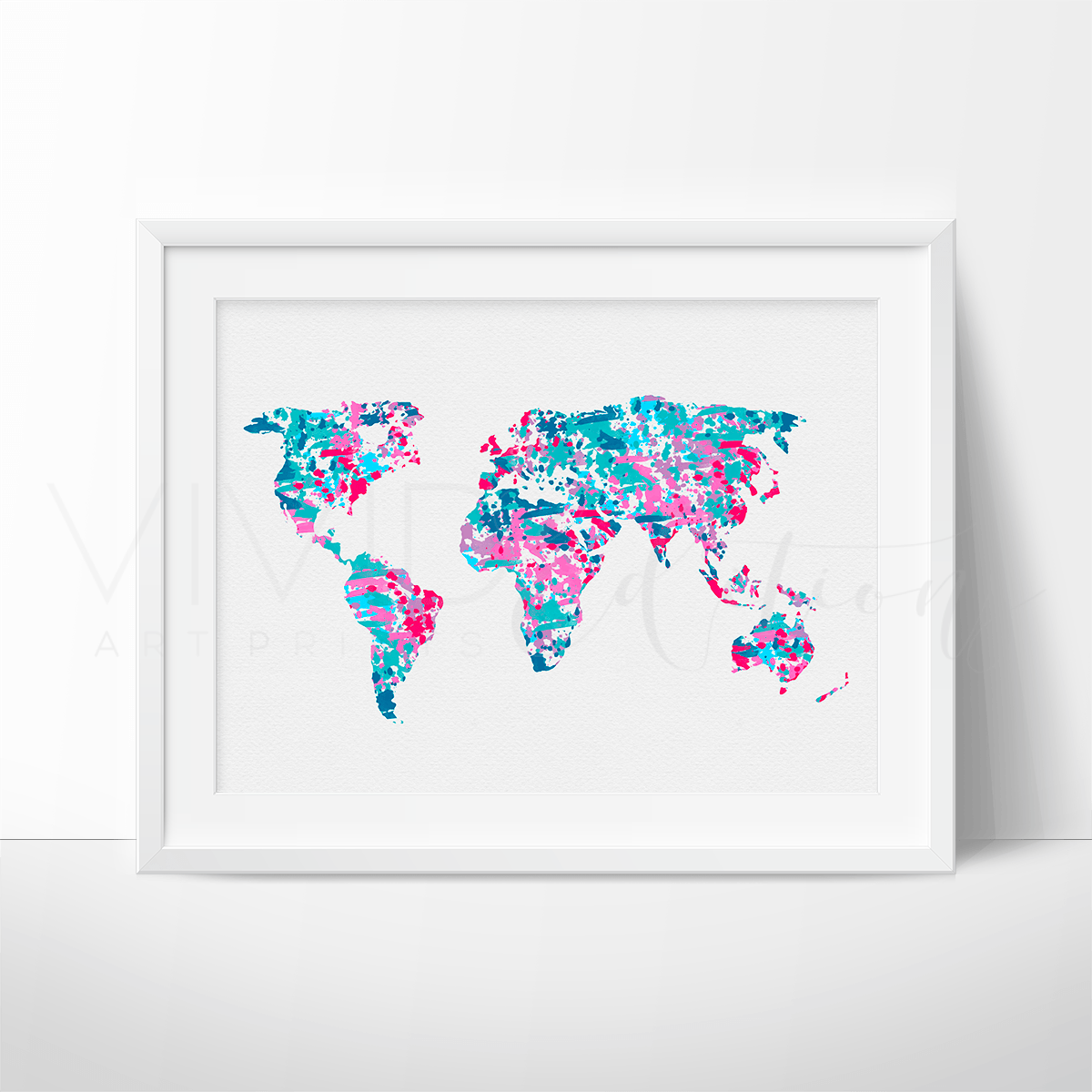World Map 2 Watercolor Art Print Print - VividEditions