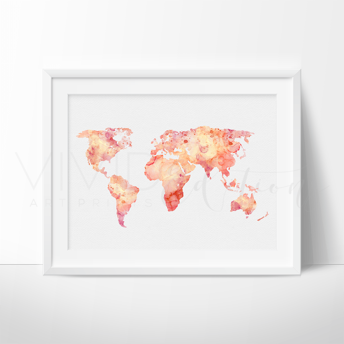 World Map 5 Watercolor Art Print Print - VividEditions