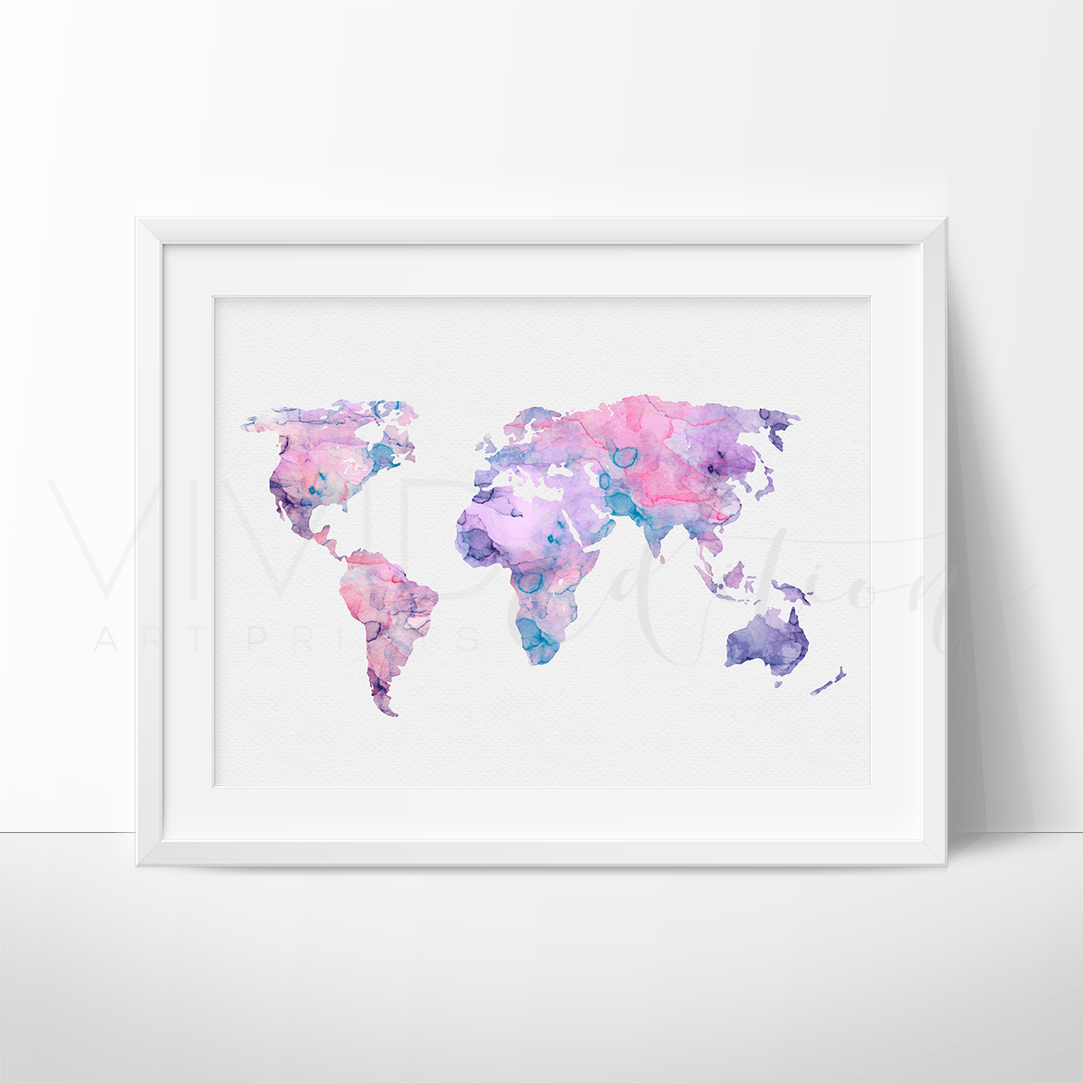 World Map 6 Watercolor Art Print Print - VividEditions