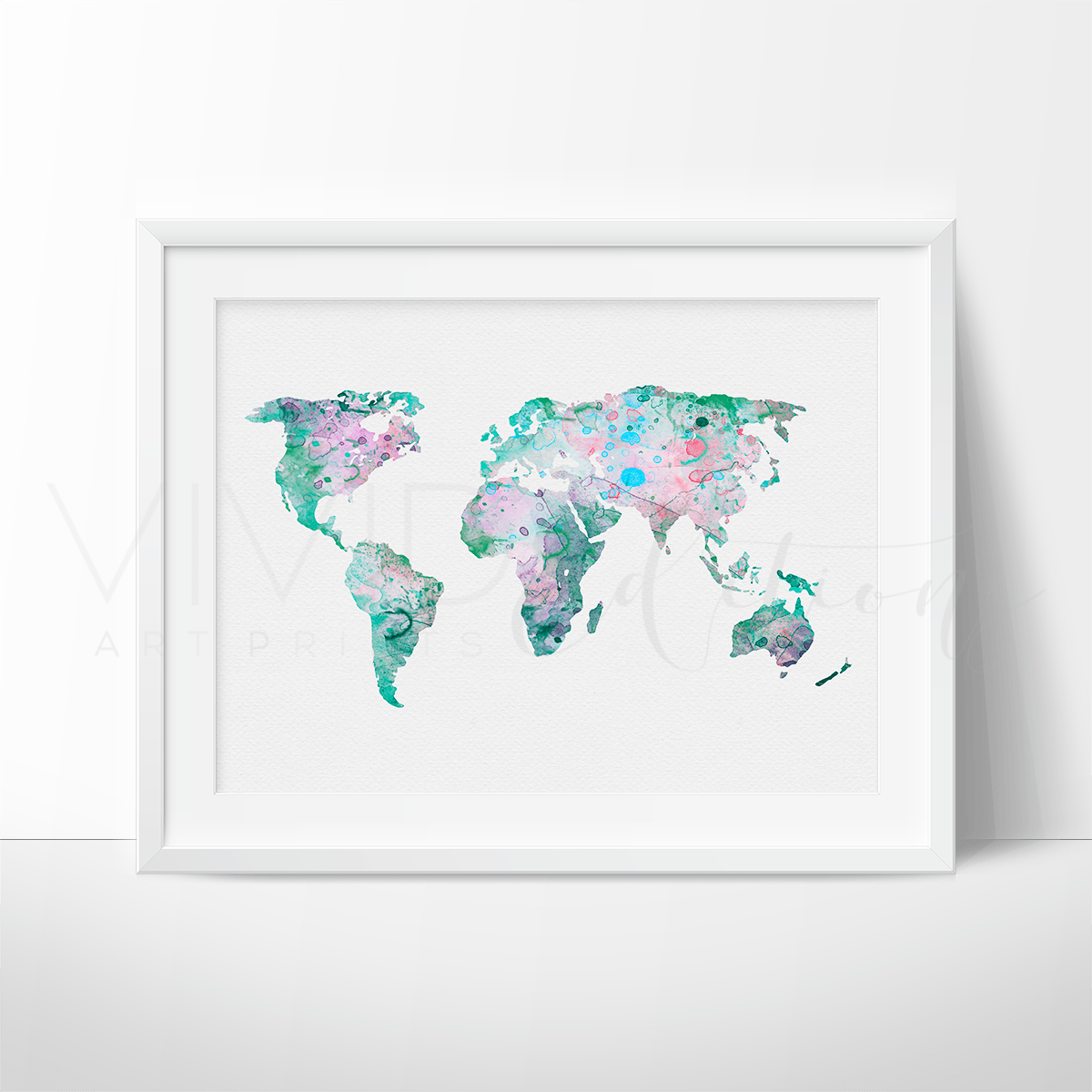 World Map 7 Watercolor Art Print Print - VividEditions